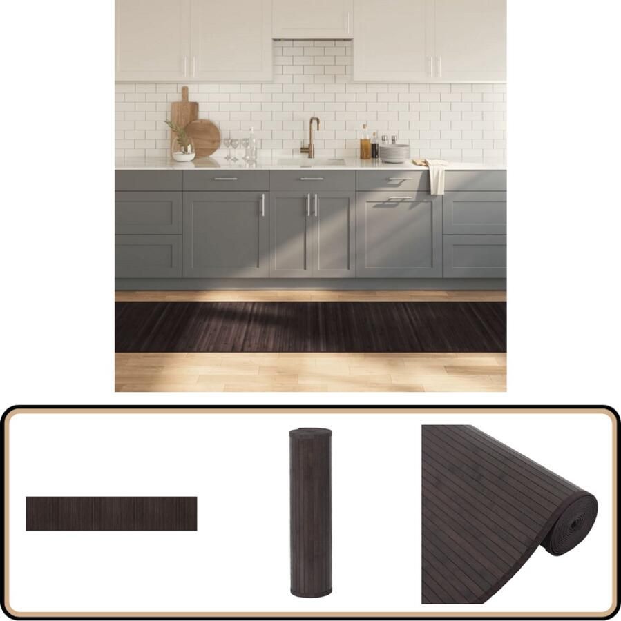 VidaXL Bamboe Vloerkleed 80x400 cm Donkerbruin Bamboetapijt Vloerkleed Donkere Bruine Tapijt Modern Tapijt Groot Tapijt