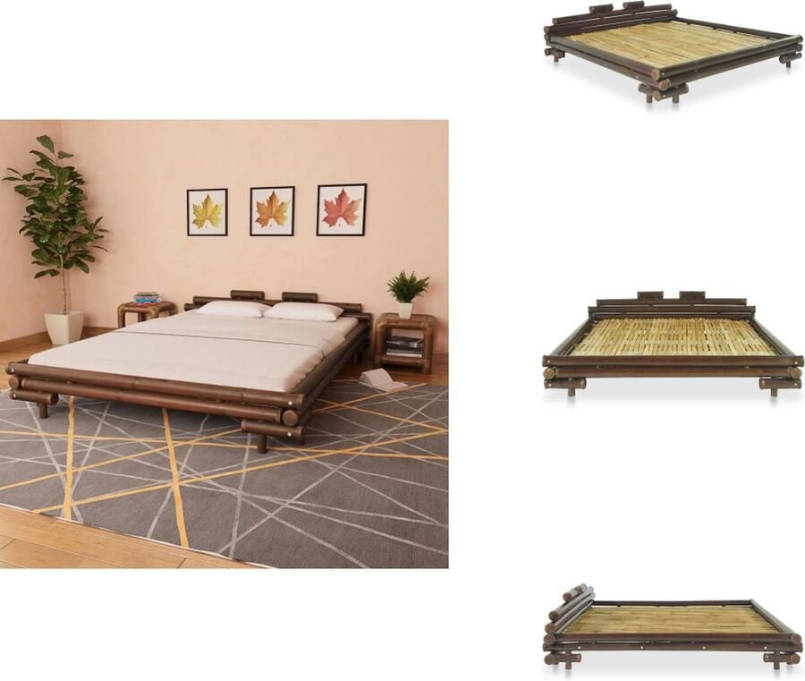 VidaXL Bamboebed Bamboebedden Bamboe Bed Bamboe Bedden Bedframe bamboe donkerbruin 160x200 cm