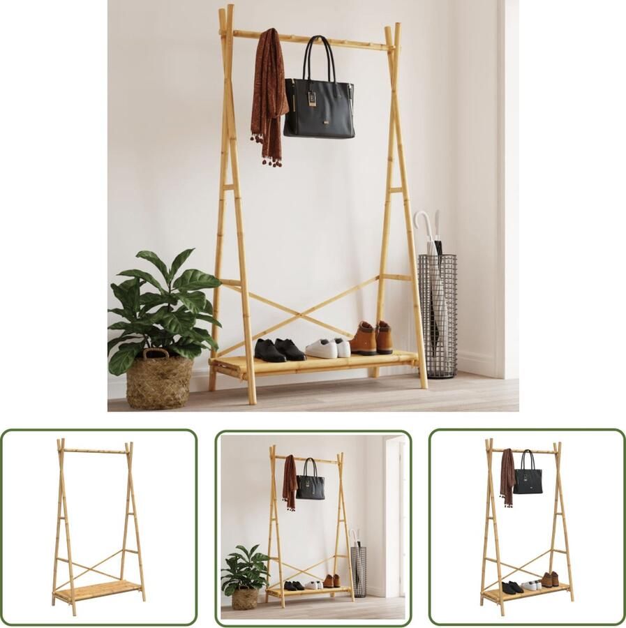 The Living Store Kledingrek Bamboe met Schap 102 x 50 x 190 cm Duurzaam Kledingrek Bamboekledingrek Kledingopberg Organisatiekast Garderobe