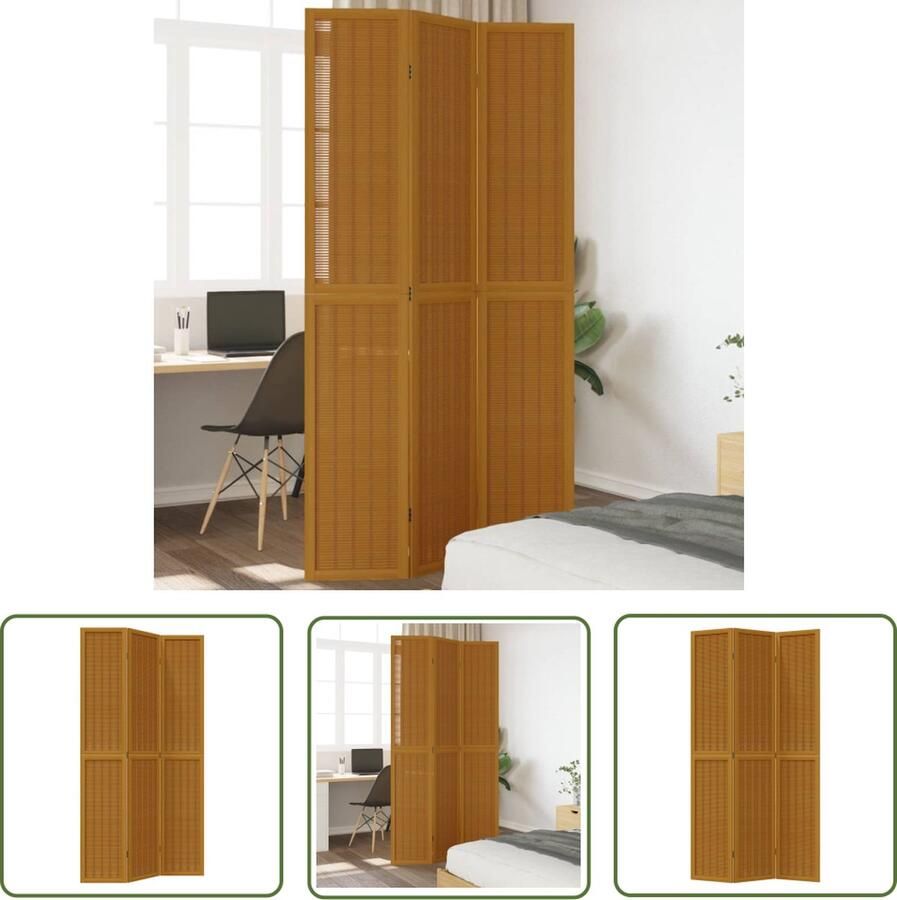 The Living Store Kamerscherm Bamboe 105-110 x 220 cm Flexibel vouwbaar Massief Paulowniahout Kamerscherm Bamboescherm Scheidingswand Paulownia Hout Kamerdecoratie