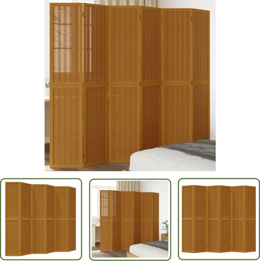 The Living Store Kamerscherm Bamboe 210-215 x 200 cm Paulowniahout frame Multifunctioneel Kamerscherm Bamboescherm Scheidingswand Paulownia Hout Kamerdecoratie
