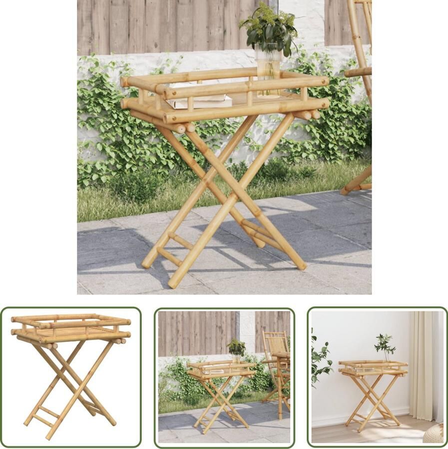 VidaXL Bamboetafel Dienbladtafel inklapbaar 60x40x68 cm bamboe Buitentafel Salontafel Klaptafel