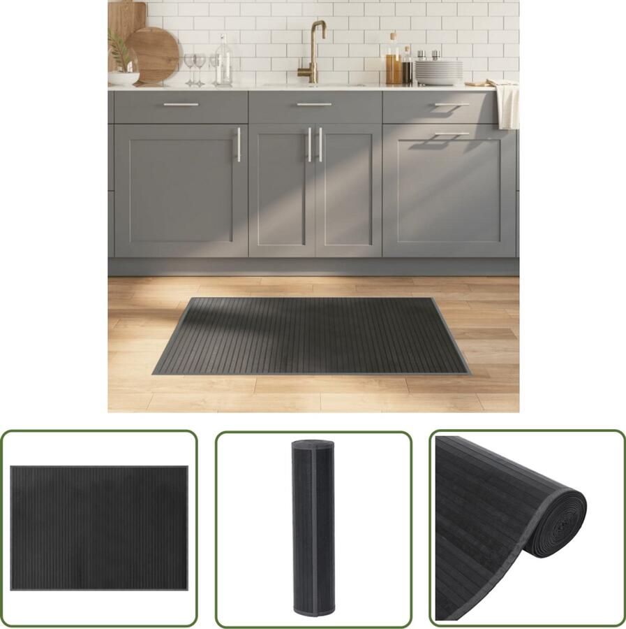 VidaXL Vloerkleed rechthoekig 70x100 cm bamboe grijs Vloerkleden Bamboetapijt Grijze Vloerkleden Modern Tapijt Woonaccessoire