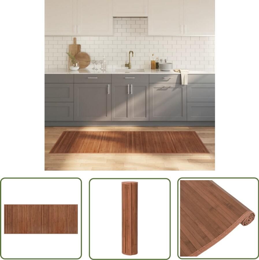 VidaXL Vloerkleed rechthoekig 80x200 cm bamboe bruin Vloerkleden Bamboevloerkleed Vloertegels Kamerdecoratie Interieurstyling