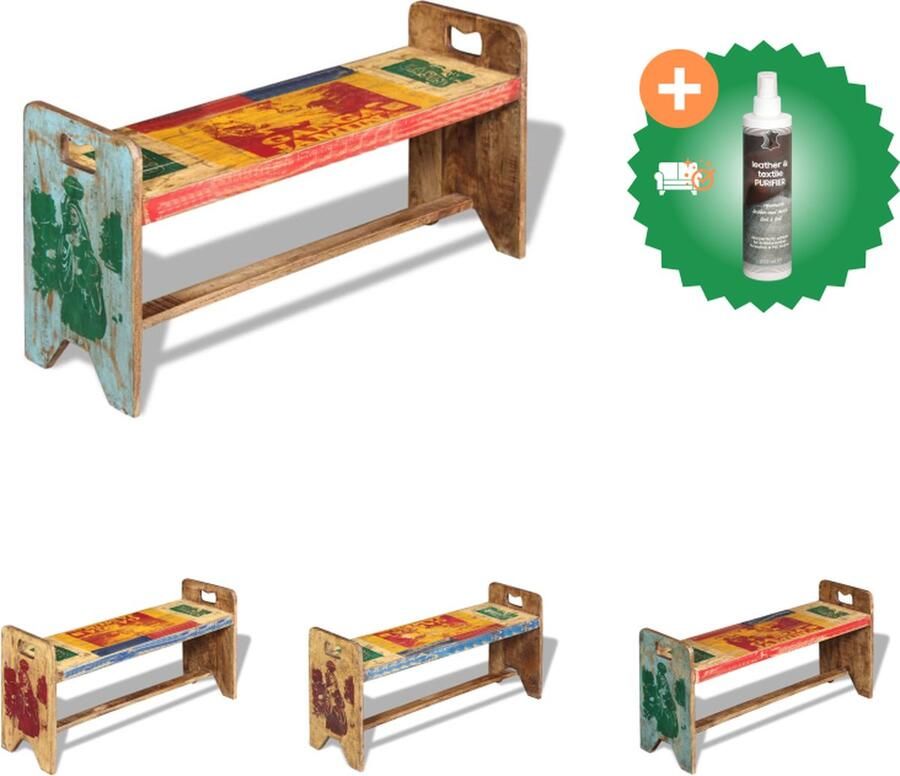 VidaXL Bank 100x30x50 cm massief gerecycled hout Hocker Inclusief Reiniger