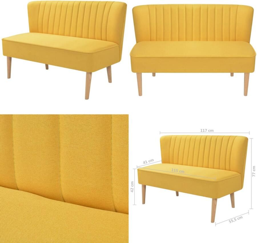 VidaXL Bank 117x55 5x77 cm stof geel Bank Banken Sofa's