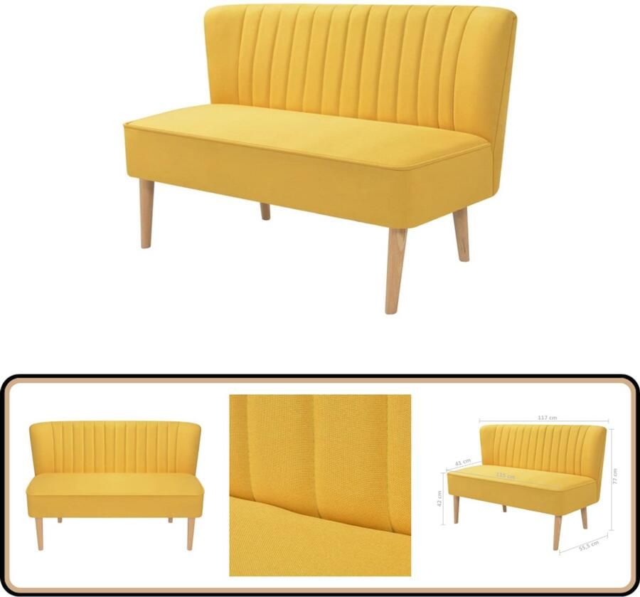 VidaXL Bank 117x55 5x77 cm Stof Geel Tweezitsbank Banksofa Compacte Bank Moderne Bank Gele Bank