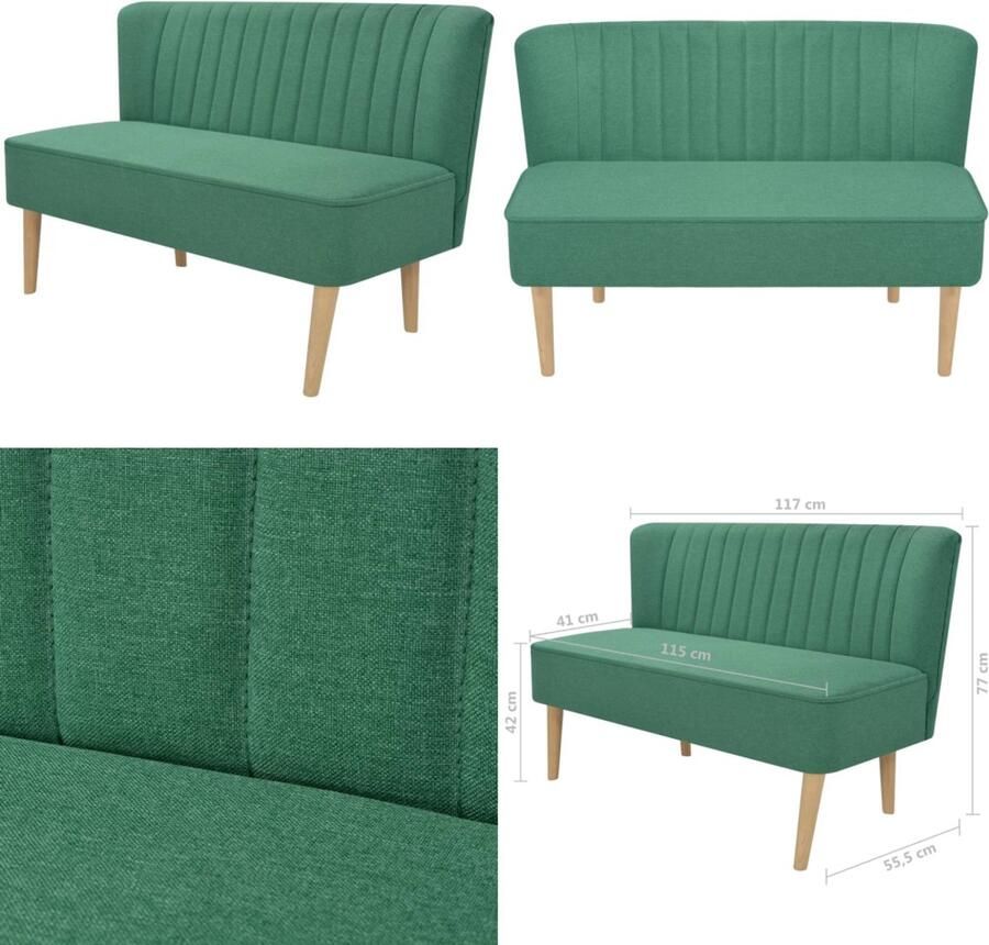 VidaXL Bank 117x55 5x77 cm stof groen Bank Banken Sofa's