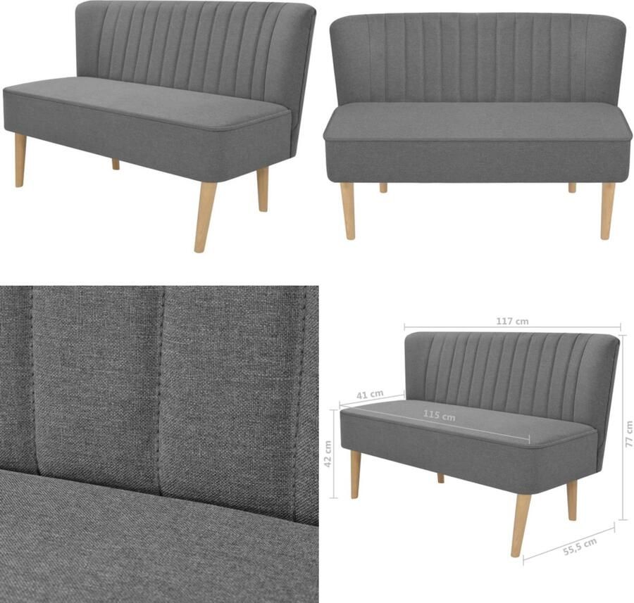 VidaXL Bank 117x55 5x77 cm stof lichtgrijs Bank Banken Sofa's