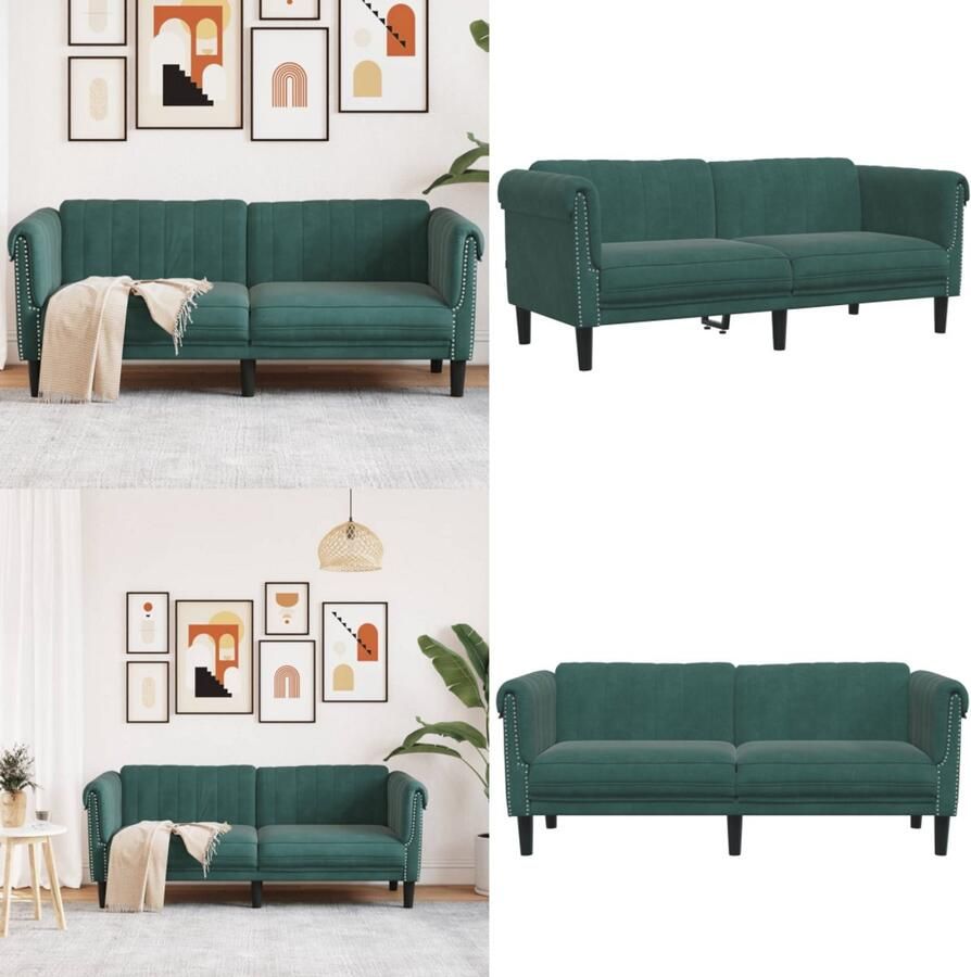 VidaXL Bank 2-zits fluweel donkergroen 2-zitsbank 2-zitsbanken Bank Sofa