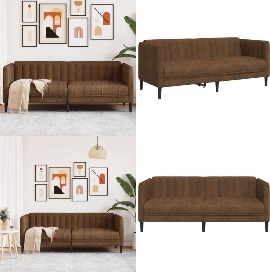 VidaXL Bank 2-zits kunstsuède bruin 2-zitsbank 2-zitsbanken Bank Sofa