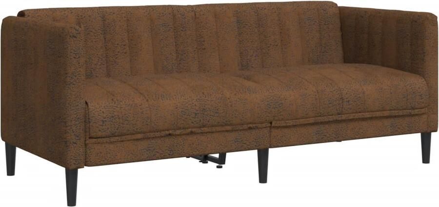 The Living Store 2-zitsbank Kunstsuède in Bruin Comfortabel en Duurzaam 176 x 76.5 x 74.5 cm Twee Persoonsbank Bruine Bank Lederlook Bank Kunstleder Bank Lounge Bank - Foto 2