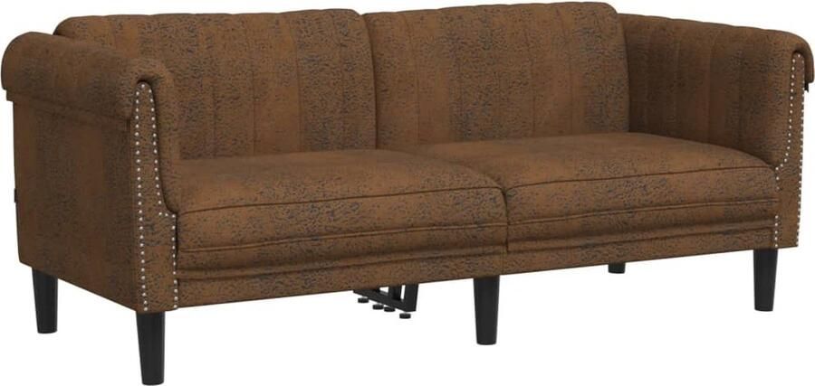 The Living Store 2-zitsbank kunstsuède bruin 182 x 77 x 74 cm duurzaam en comfortabel Twee Persoons Bank Bruine Bank Lederlook Bank Lounge Bank Banks Kopen - Foto 3