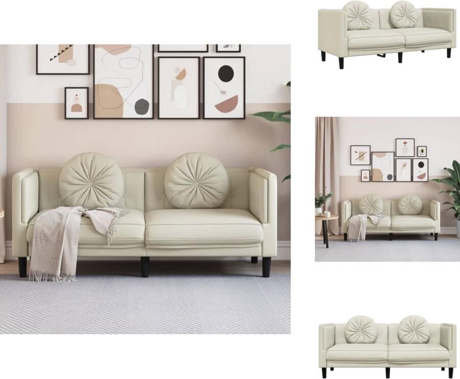 VidaXL Bank Banken 2-zitsbank Loveseat Bank met kussens 2-zits fluweel crèmekleurig