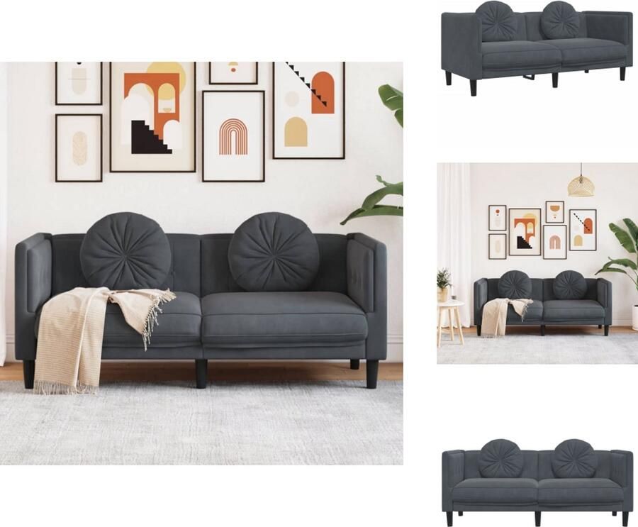 VidaXL Bank Banken 2-zitsbank Loveseat Bank met kussens 2-zits fluweel donkergrijs