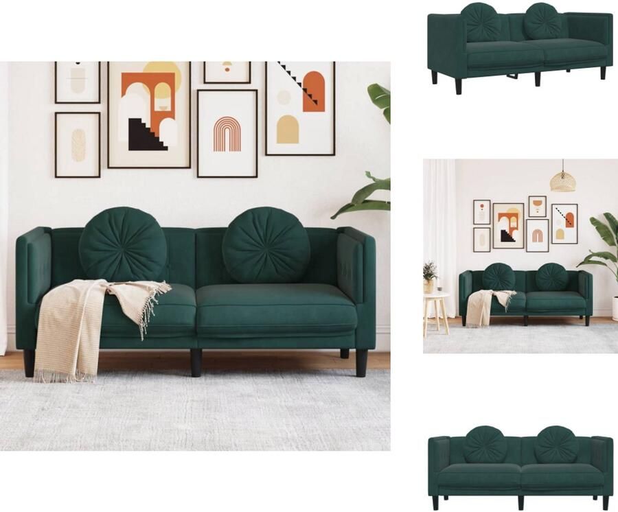 VidaXL Bank Banken 2-zitsbank Loveseat Bank met kussens 2-zits fluweel donkergroen