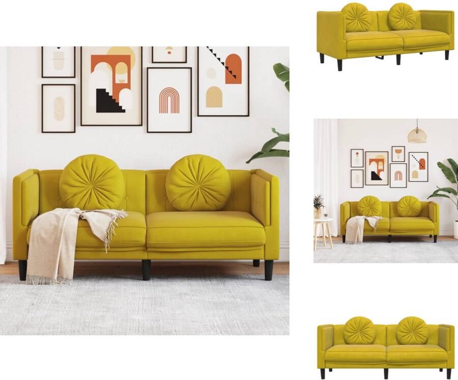 VidaXL Bank Banken 2-zitsbank Loveseat Bank met kussens 2-zits fluweel geel