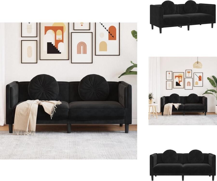 VidaXL Bank Banken 2-zitsbank Loveseat Bank met kussens 2-zits fluweel zwart
