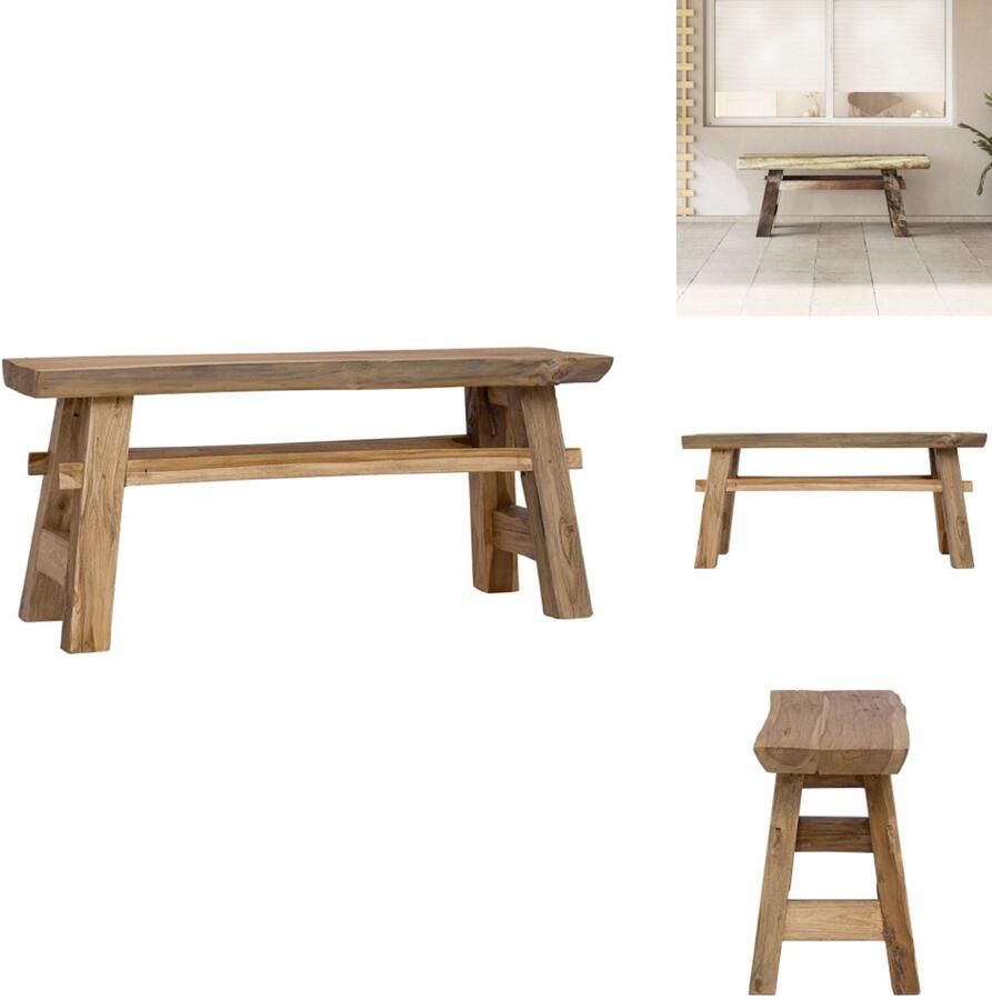 VidaXL Bank Vintage Hout 100x28x43 cm Massief gerecycled hout Handgemaakt Natuurlijke afwerking Hocker