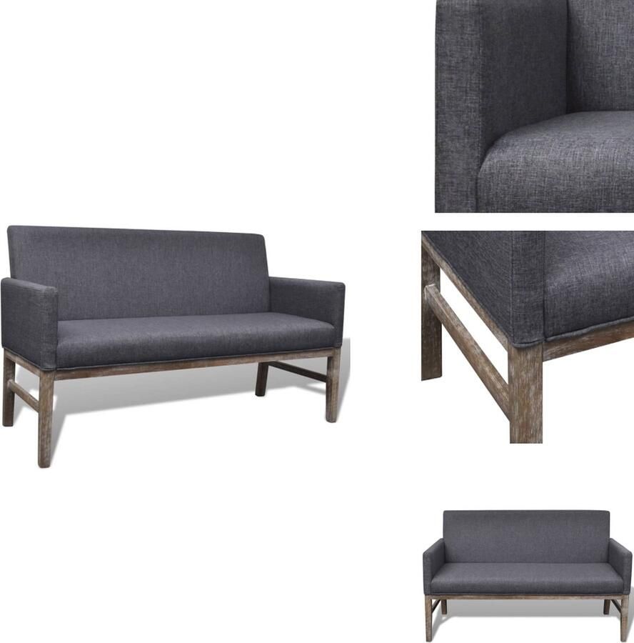 VidaXL Bank Banken Bankje Bankjes Bank met gevoerde kussens stof rubberwood donkergrijs