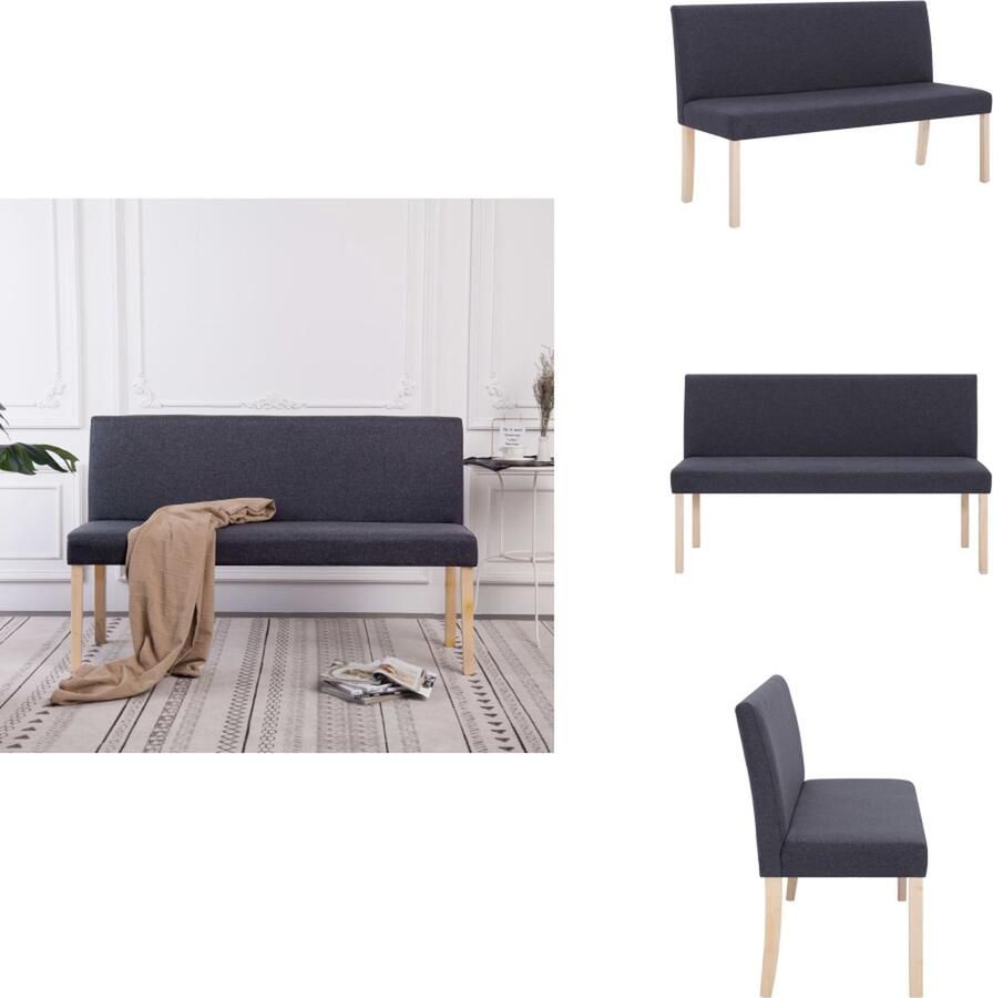 VidaXL Bank Klassieke uitstraling Massief grenenhouten frame Donkergrijs naturel 139.5 x 54 x 85.5 cm Polyester Hocker