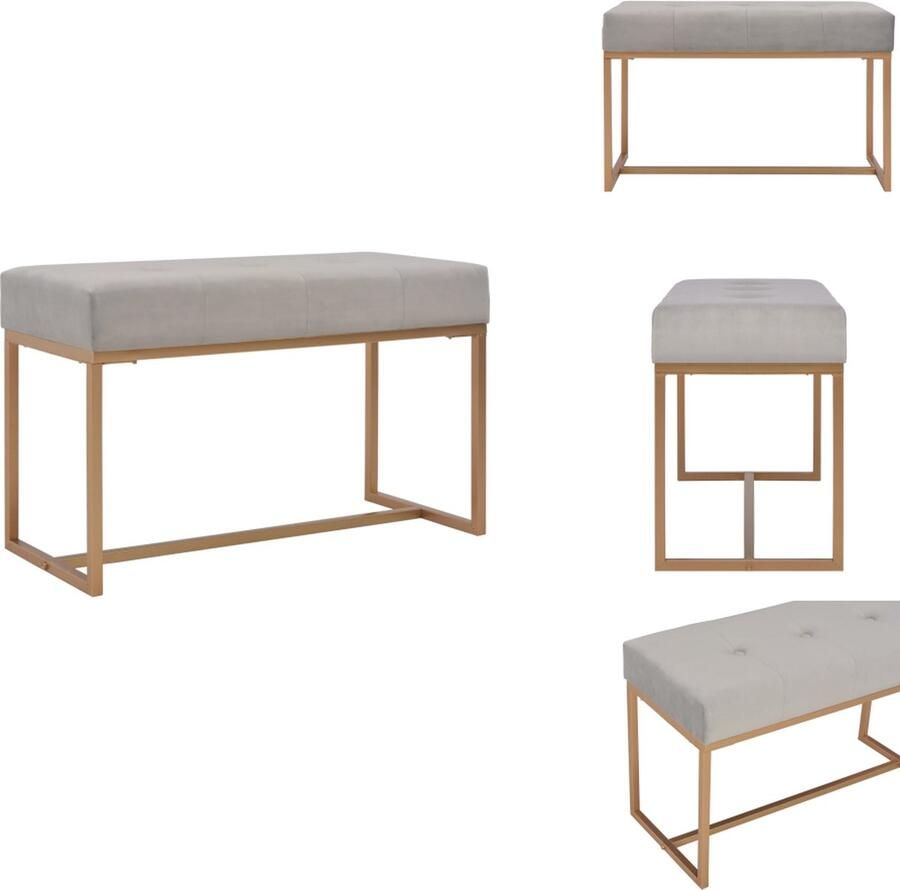 VidaXL Fluweel Halbank 80 x 36 x 45 cm Grijs Polyester- 100% Hocker