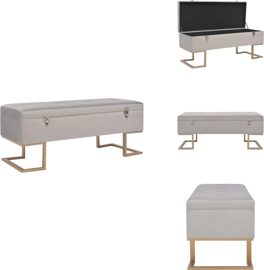 VidaXL Bank Banken Bankje Bankjes Bankje met opbergvak 105 cm fluweel grijs