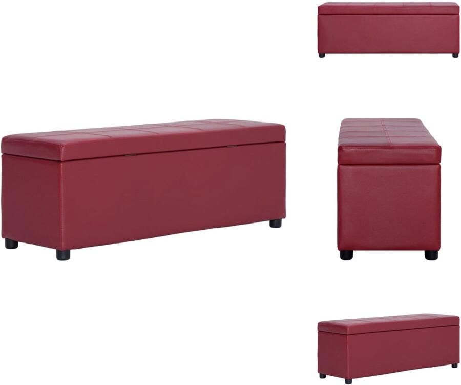 VidaXL Bank Banken Bankje Bankjes Bankje met opbergvak 116 cm kunstleer wijnrood