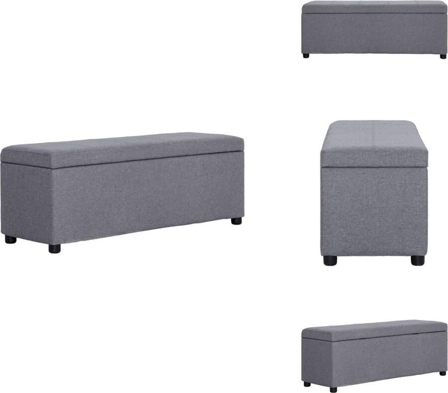 VidaXL Opbergbankje Opbergbank 116 x 38 x 43 cm Lichtgrijs Polyester bekleding Hocker