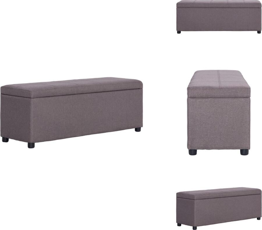 VidaXL Bank Banken Bankje Bankjes Bankje met opbergvak 116 cm polyester taupe