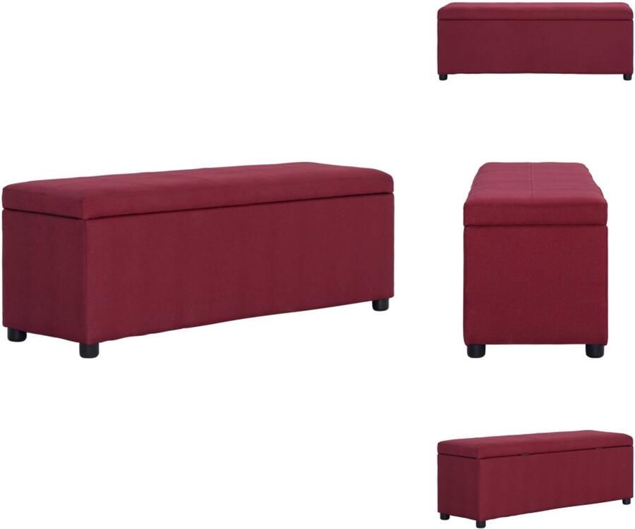 VidaXL Bank Banken Bankje Bankjes Bankje met opbergvak 116 cm polyester wijnrood