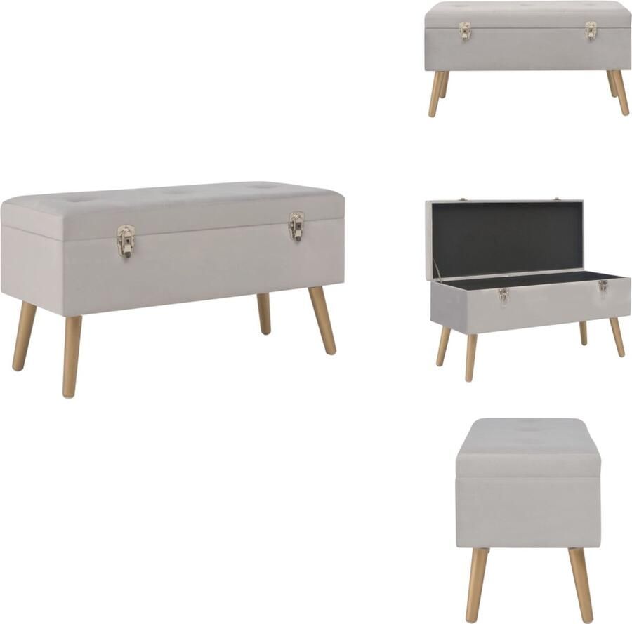 VidaXL Bank Banken Bankje Bankjes Bankje met opbergvak 80 cm fluweel grijs