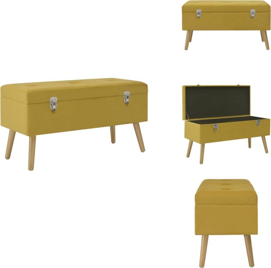 VidaXL Bank Banken Bankje Bankjes Bankje met opbergvak 80 cm fluweel mosterdgeel