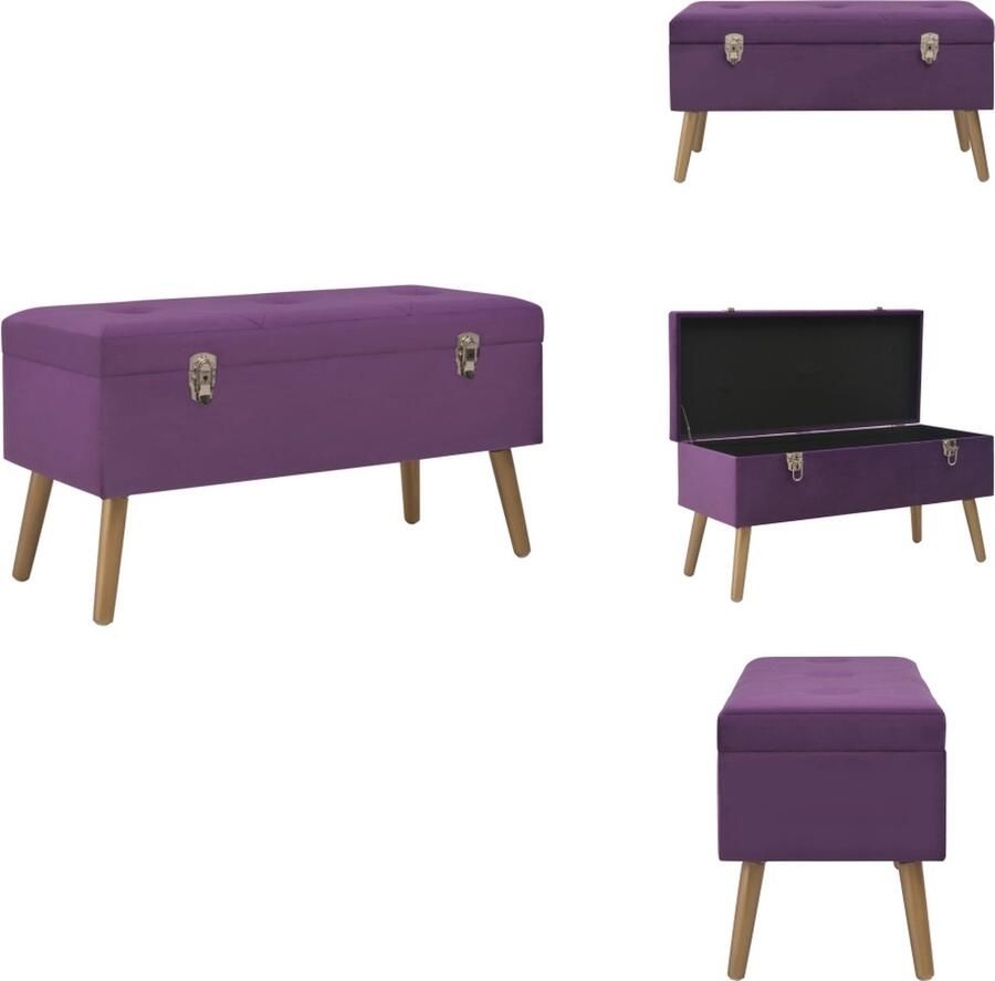 VidaXL Bank Banken Bankje Bankjes Bankje met opbergvak 80 cm fluweel paars
