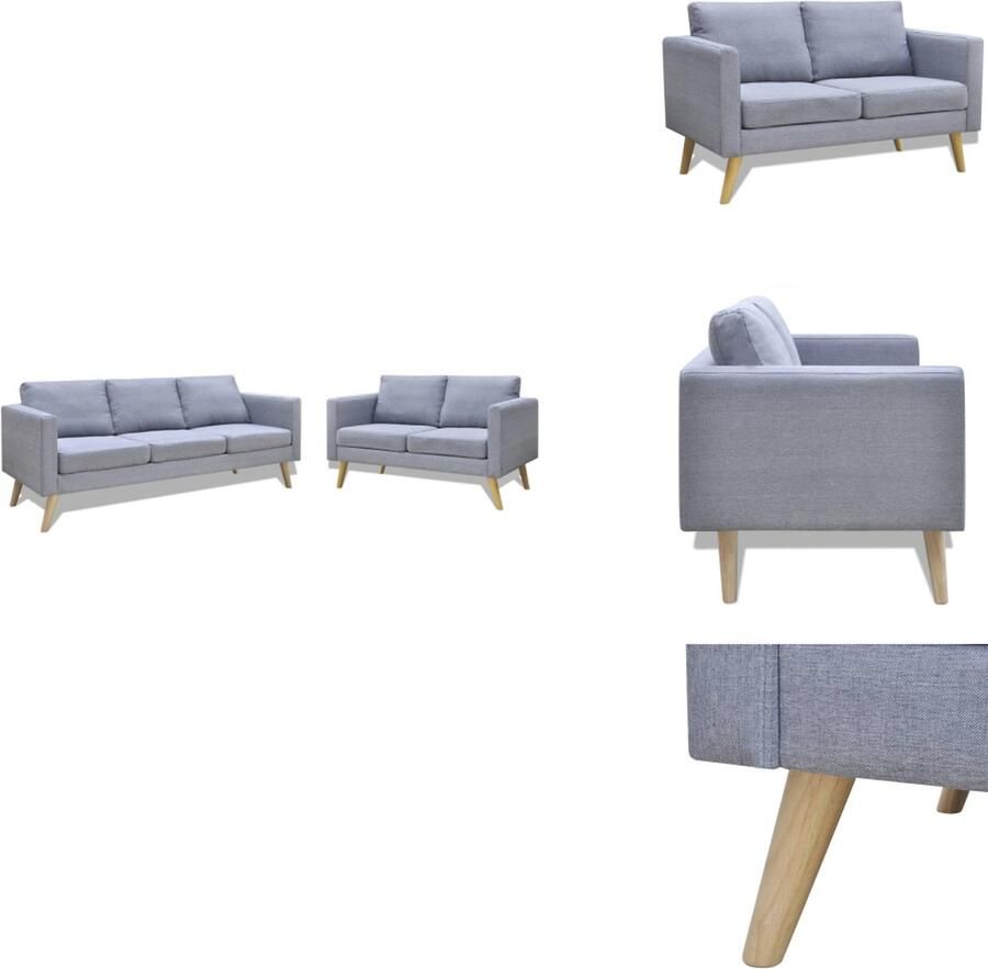 VidaXL Bankstel 2-zitsbank 116 cm lichtgrijs met hoogwaardige stof Bank