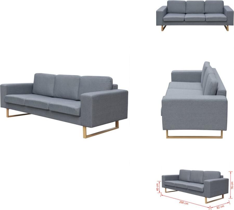 VidaXL Bank Banken Bankje Bankjes Driezitsbank lichtgrijs textiel - Foto 2