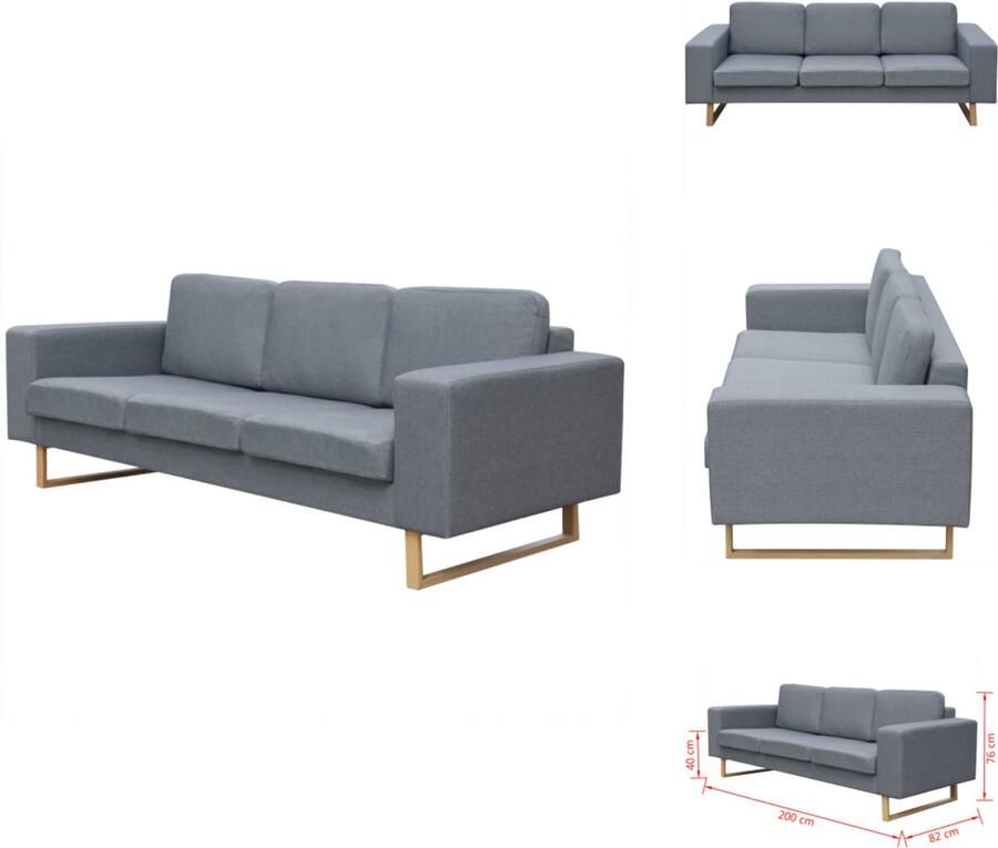 VidaXL Bank Banken Bankje Bankjes Driezitsbank lichtgrijs textiel