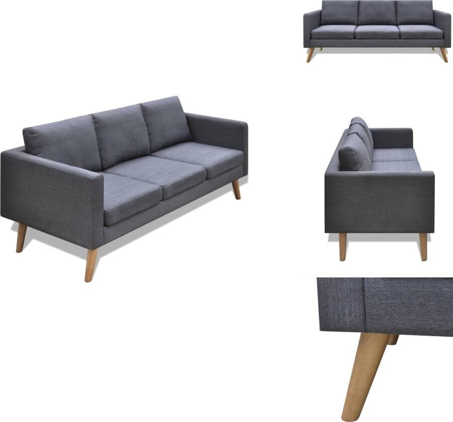 VidaXL Bank Banken Bankje Bankjes Driezitsbank stof donkergrijs - Foto 2