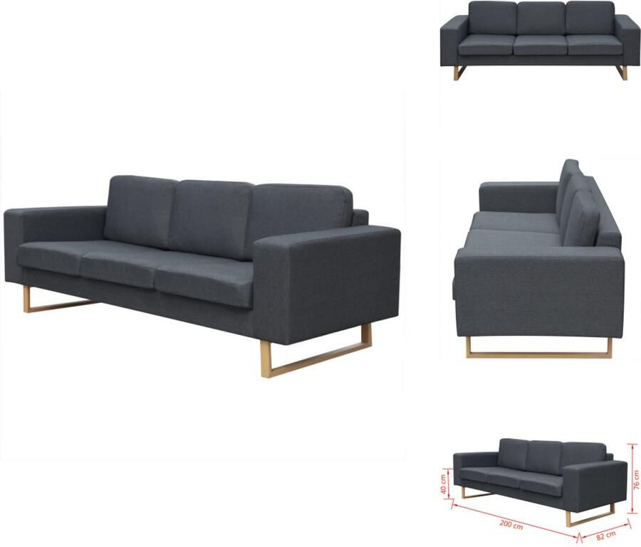 VidaXL Bank Banken Bankje Bankjes Driezitsbank stof donkergrijs