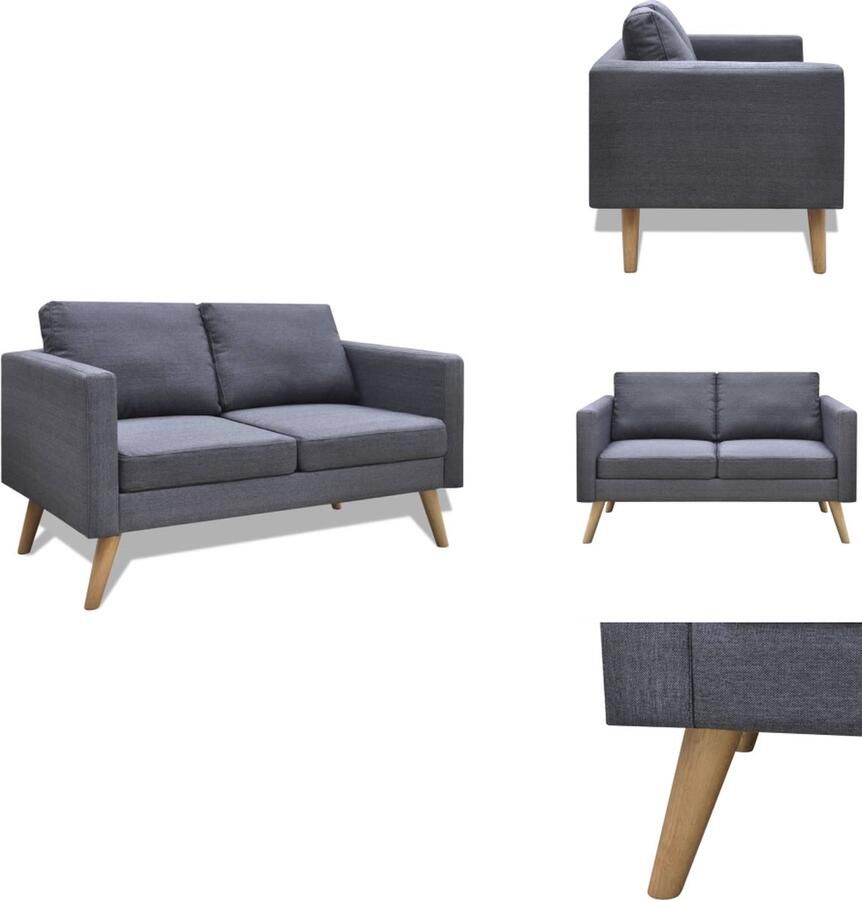 VidaXL Bank Banken Bankje Bankjes Tweezitsbank stof donkergrijs - Foto 2