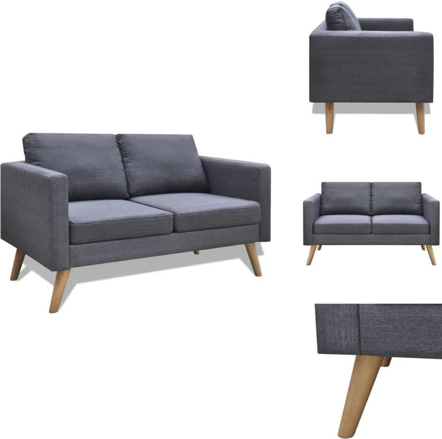 VidaXL Bank Banken Bankje Bankjes Tweezitsbank stof donkergrijs