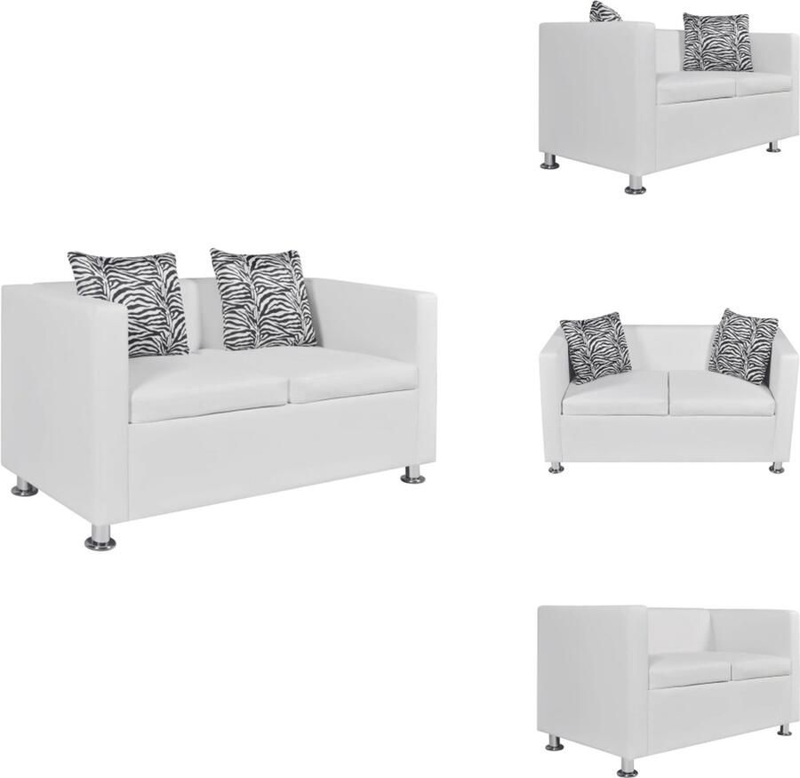 VidaXL Tweezitsbank Kunstleer Wit 120 x 62.5 x 63 cm Trendy en comfortabel Bank