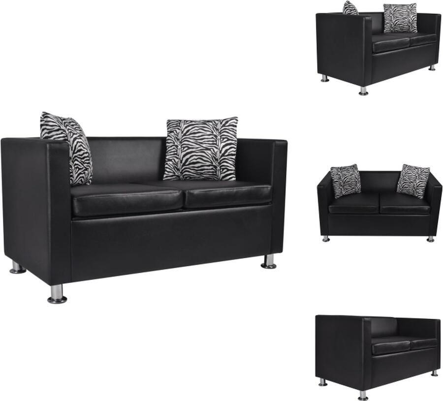 VidaXL Tweezitsbank Kunstleer Zwart 120 x 62.5 x 63 cm Optimaal zitcomfort Bank