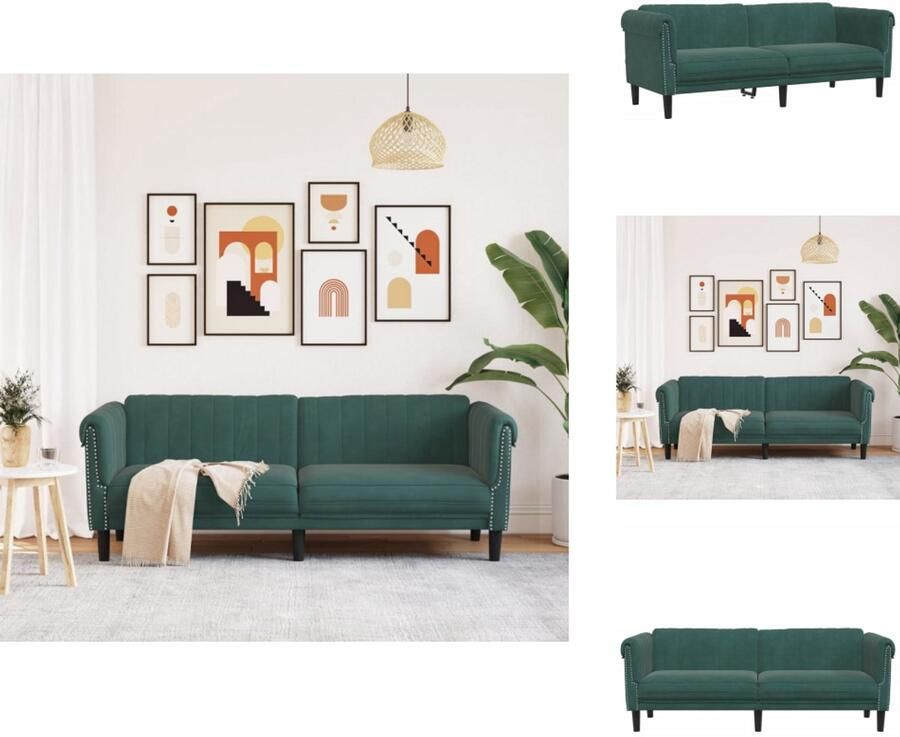 VidaXL Bank Banken Bankstellen Sofa Driezitsbank fluweel donkergroen