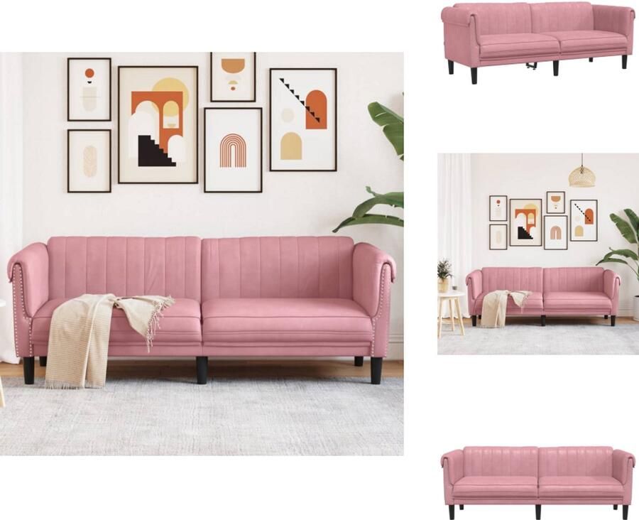 VidaXL Bank Banken Bankstellen Sofa Driezitsbank fluweel roze