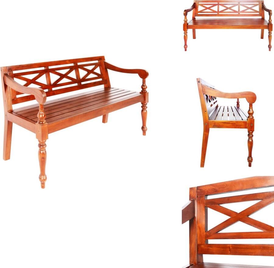 The Living Store Batavia Bank Hout 136 x 50 x 82 cm Stabiel en Duurzaam Donkerbruin Houten Bank Salontafel Bankstel Woonkamer Meubilair Donkere Bank - Foto 2