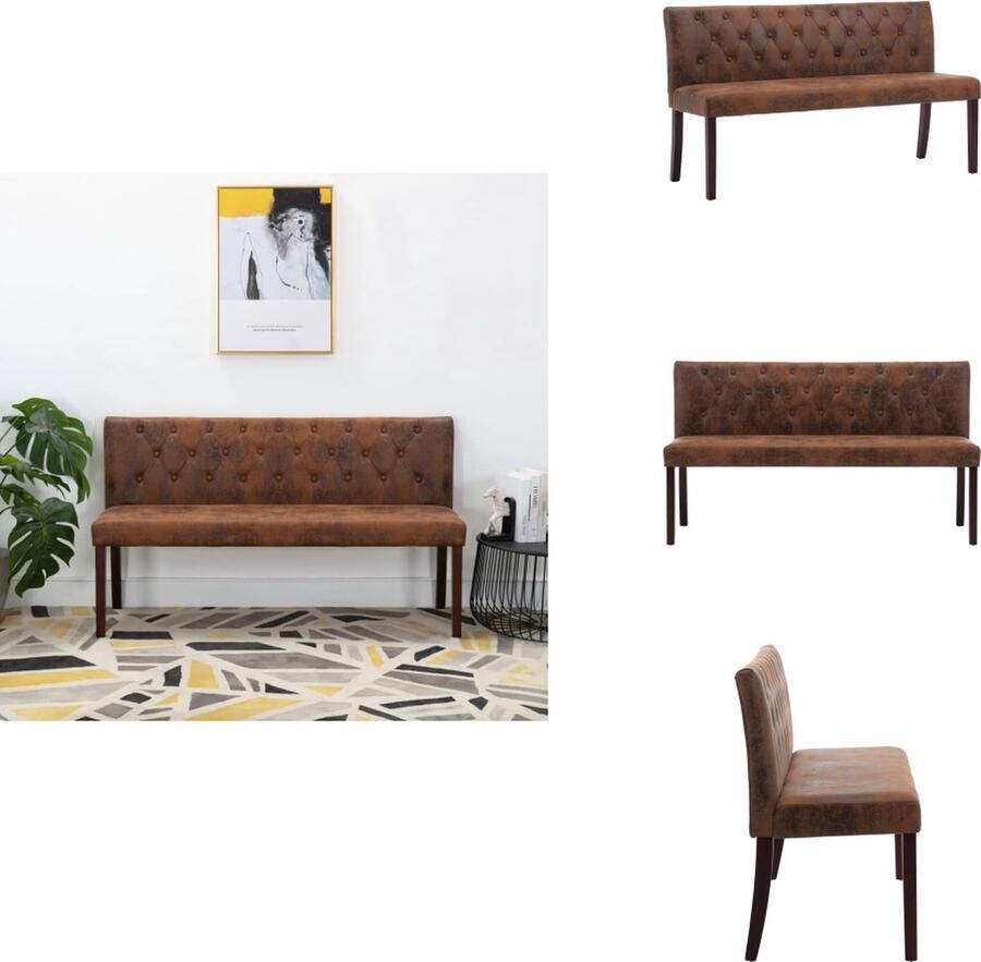 VidaXL Bank Banken Knopenbank Knopenbanken Bankje 148 5 cm kunstsuède bruin
