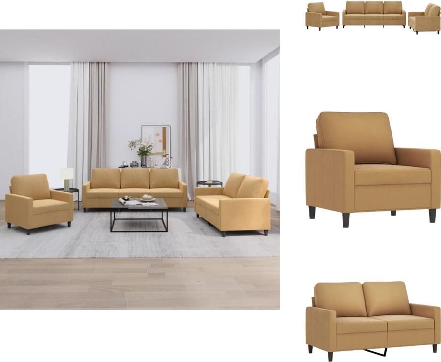 VidaXL Bank Banken Sofa Loungebank 3-delige Loungeset met kussens fluweel bruin