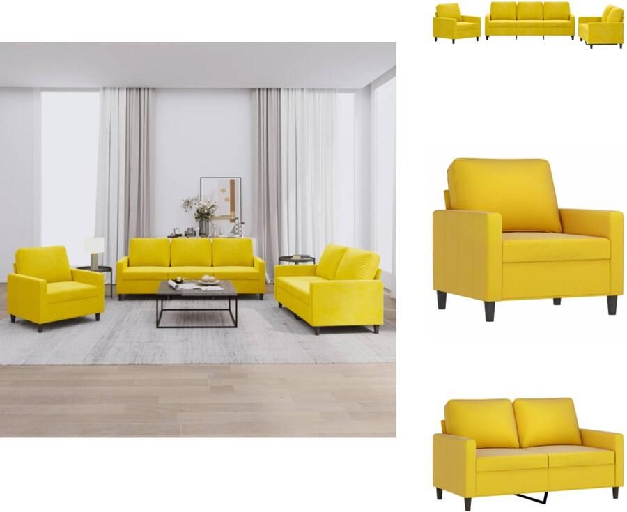 VidaXL Bank Banken Sofa Loungebank 3-delige Loungeset met kussens fluweel geel