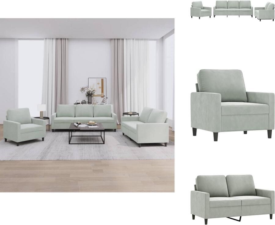 VidaXL Bank Banken Sofa Loungebank 3-delige Loungeset met kussens fluweel lichtgrijs